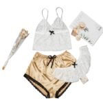 Satin and Lace Three Piece Sleepwear Set Bonus Innocence Set!