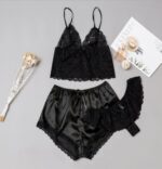 Satin and Lace Three Piece Sleepwear Set by My Secret Drawer® mysecretdrawer.com.au 58