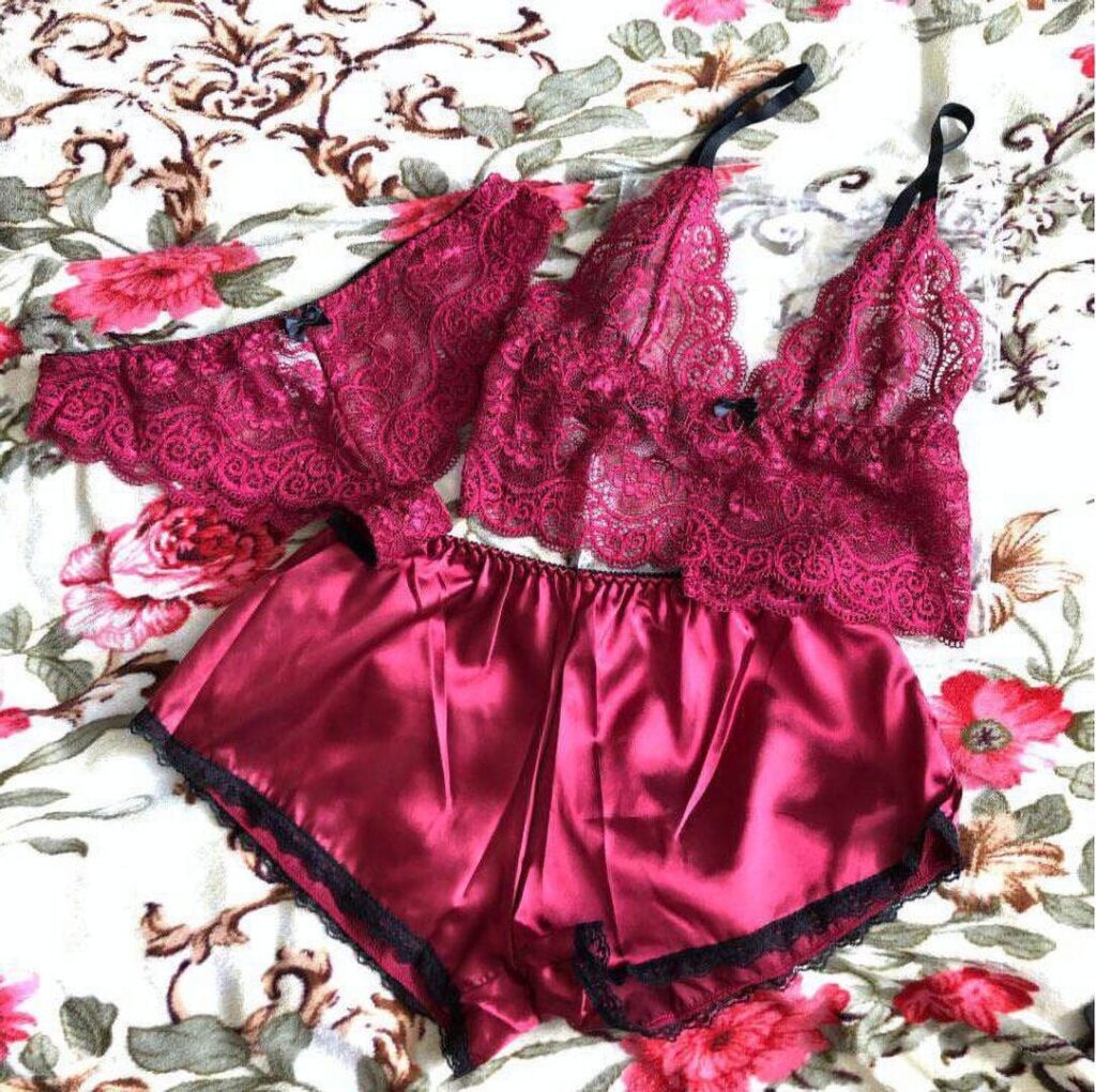 Satin and Lace Three Piece Sleepwear Set by My Secret Drawer® mysecretdrawer.com.au 53