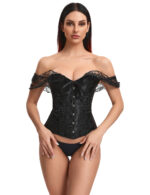 Elegant Black Off-Shoulder Lace Victorian Corset With Panties by My Secret Drawer® mysecretdrawer.com.au 29