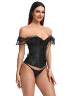 Elegant Black Off-Shoulder Lace Victorian Corset With Panties by My Secret Drawer® mysecretdrawer.com.au 30