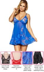 Floral Soft Lace Babydoll Chemise With Thong by My Secret Drawer® mysecretdrawer.com.au 54