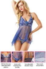 Blue Sheer Mesh Babydoll Lingerie With G String by My Secret Drawer® mysecretdrawer.com.au 28