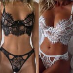 Eyelash Lace Open Cut Bra Set